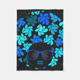 Afro Diva Blue Fleece Blanket