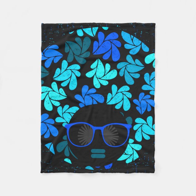 Afro Diva Blue  Fleece Blanket (Front)