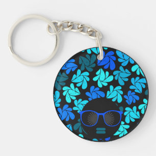 Afro Diva Blue  Key Ring