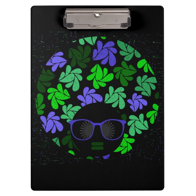 Afro Diva Green & Blue Clipboard (Front)