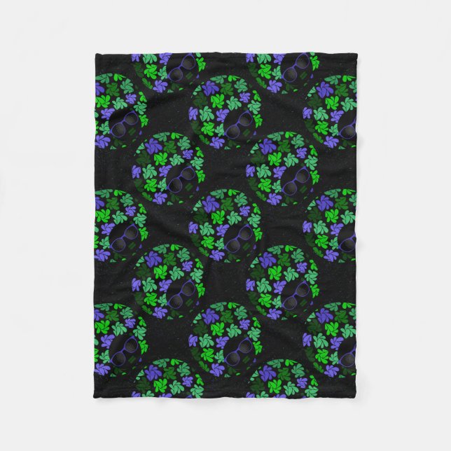 Afro Diva Green & Blue Fleece Blanket (Front)