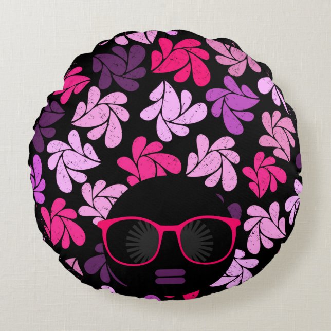 Afro Diva Pink Round Cushion (Front)