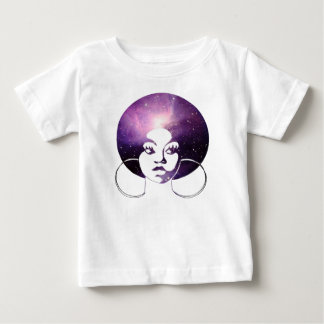 Afro Diva Purple Galaxy Girls Long Sleeve Ruffle T Baby T-Shirt