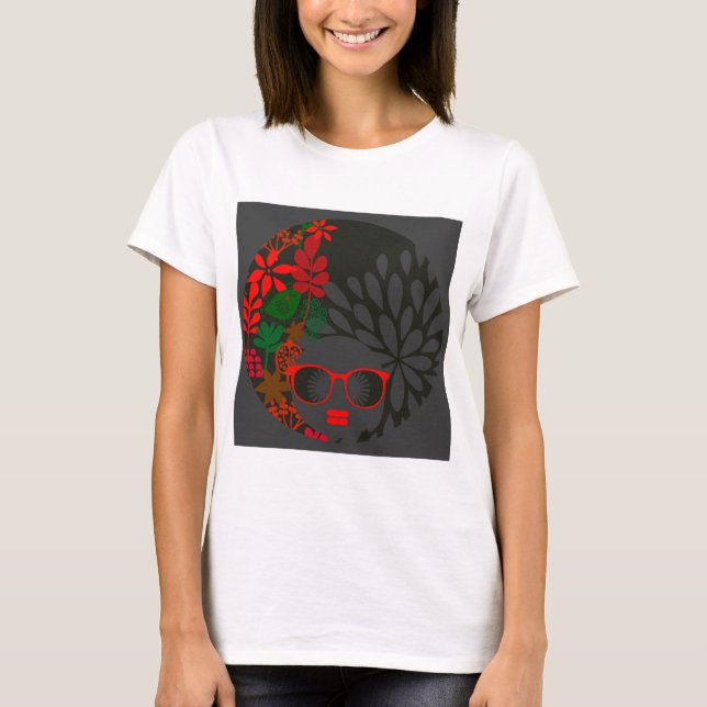 Afro Diva Red Green Slate Black T-Shirt (Front)