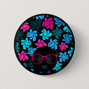 Afro Diva Turquoise & Hot Pink 6 Cm Round Badge