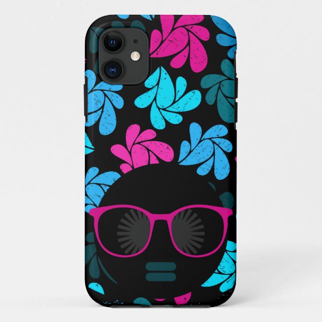 Afro Diva Turquoise & Hot Pink Case-Mate iPhone Case (Back)