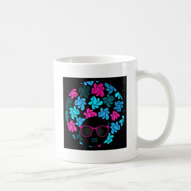 Afro Diva Turquoise & Hot Pink Coffee Mug (Right)