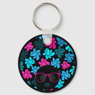 Afro Diva Turquoise & Hot Pink Key Ring