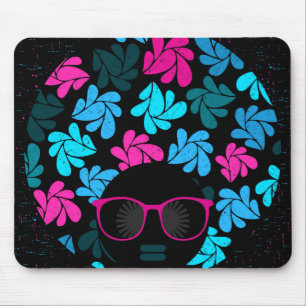 Afro Diva Turquoise & Hot Pink Mouse Pad