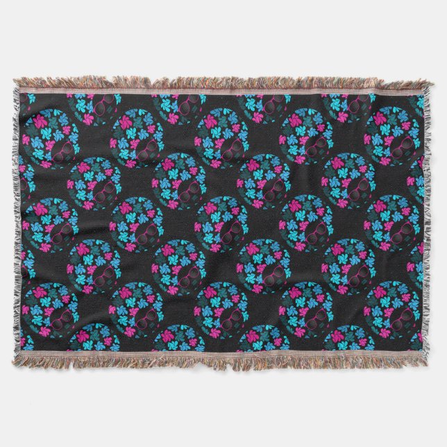 Afro Diva Turquoise & Hot Pink Throw Blanket (Front)