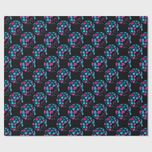Afro Diva Turquoise & Hot Pink Wrapping Paper (Flat)