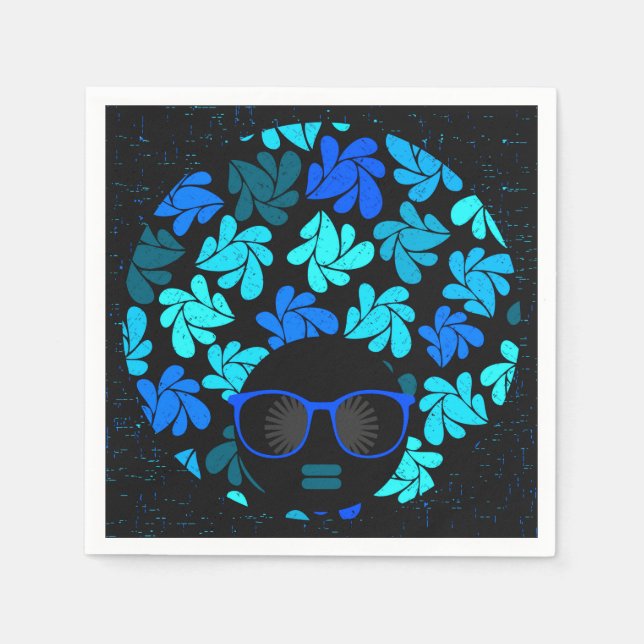 Afro Diva Turquoise Teal Napkins (Front)