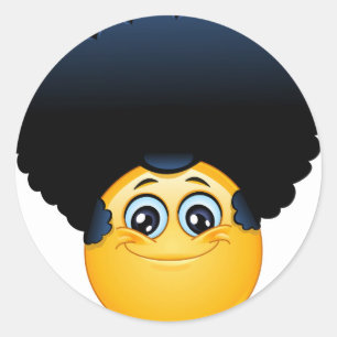 afro emoji classic round sticker