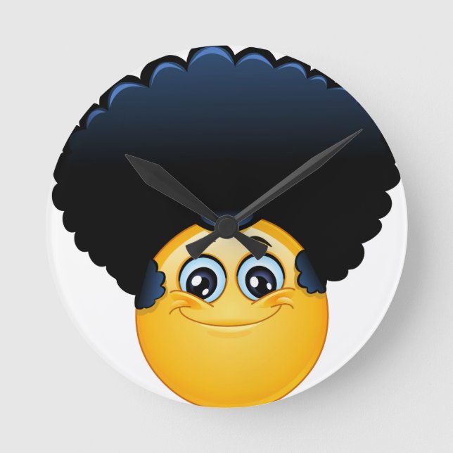 afro emoji round clock (Front)