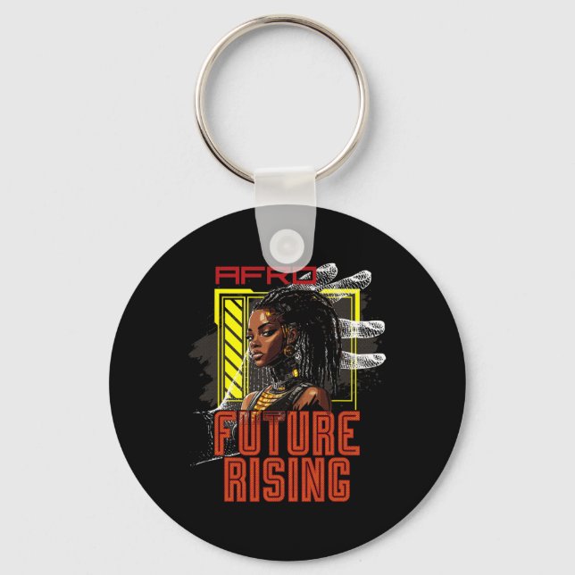 Afro Future Rising, Juneteenth, Black Woman With D Key Ring (Front)