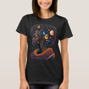 Afro Galactic Beauty Queen Pride Woman Space Blac T-Shirt