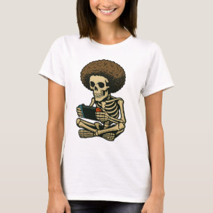 Afro Gamer Skeleton Playing Video Game Retro Funny T-Shirt