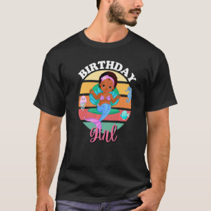 Afro Girl Birthday African American Melanin Mermai T-Shirt