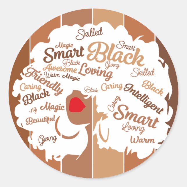 Afro Girl Black Woman African American Classic Round Sticker (Front)