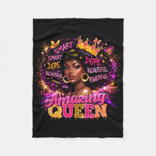 Afro Girl Black Women African Melanin Drug Queen Fleece Blanket