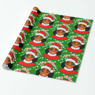 Afro Girl Christmas,Black Woman,Melanin Queen Wrapping Paper