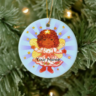 Afro Girl Fairy   Ceramic Ornament