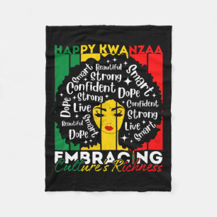Afro Girl Happy Kwanzaa African American Heritage Fleece Blanket