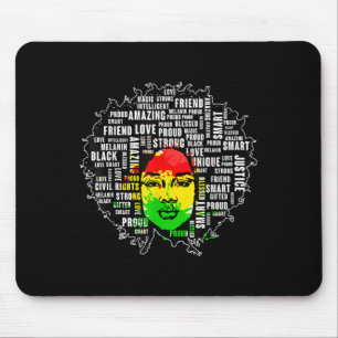 Afro Girl Shirt Black History Month African Quote Mouse Pad
