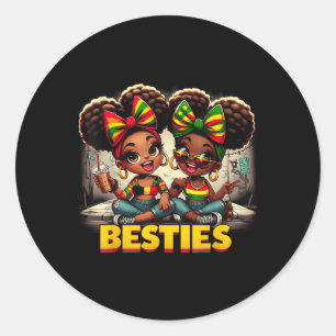 Afro Girls Celebration Besties Juneteenth Pride De Classic Round Sticker