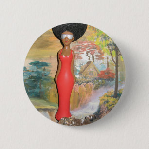 Afro Glam: A Timeless Beauty 6 Cm Round Badge
