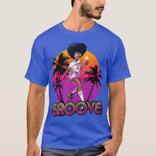 Afro Groove Roller Skate Retro 80s 70s Disco T-Shirt