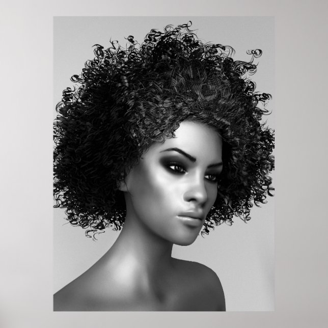 Afro Hair 3D Illustration Poster (Front)