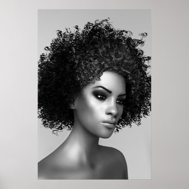 Afro Hair 3D Render Poster (Front)