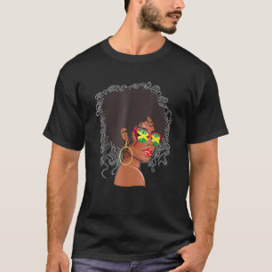 Afro Hair Jamaica  Women Black Melanin Jamaican Fl T-Shirt