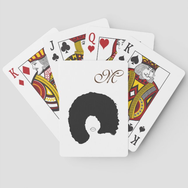 Afro Hair Monogram Playing Cards (Back)