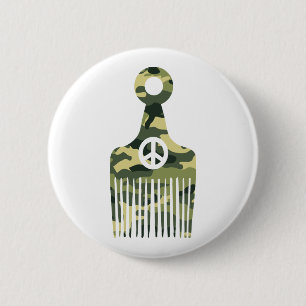 Afro Hair Peace Camo 6 Cm Round Badge