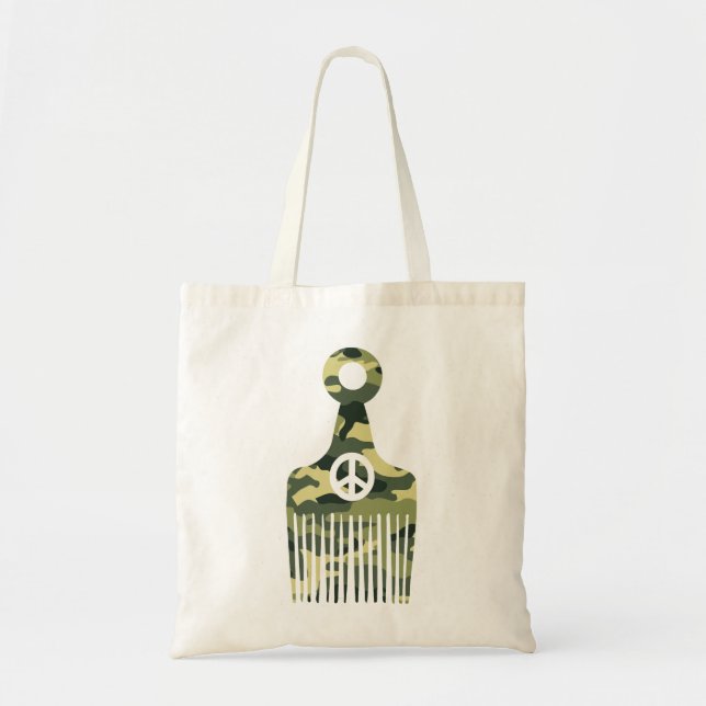 Afro Hair Peace Camo Tote Bag (Front)