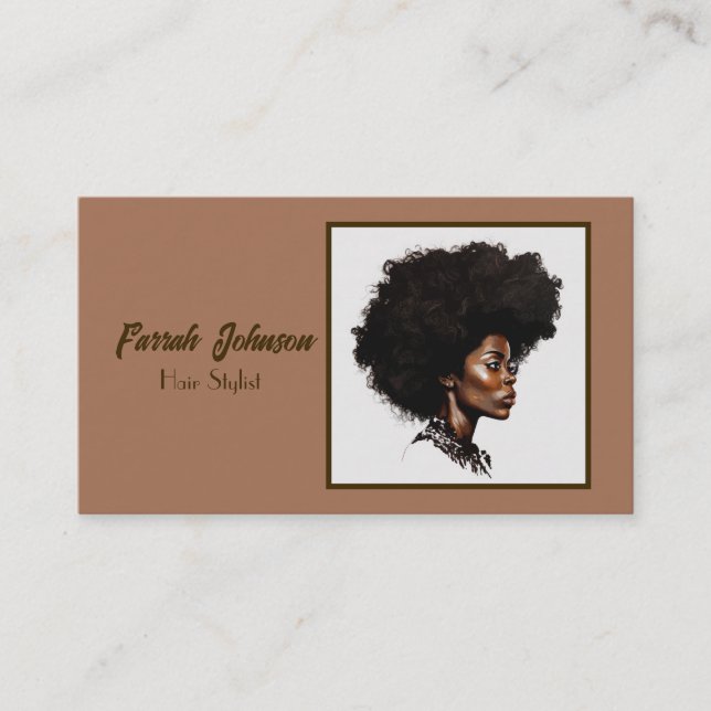 Afro haircare cosmetologist  business card (Front)