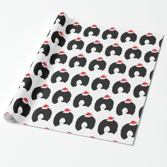 Afro Hairs Santa Lady Wrapping Paper (Unrolled)