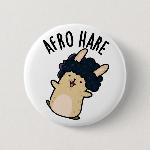 Afro Hare Funny Rabbit With Afro Pun  6 Cm Round Badge