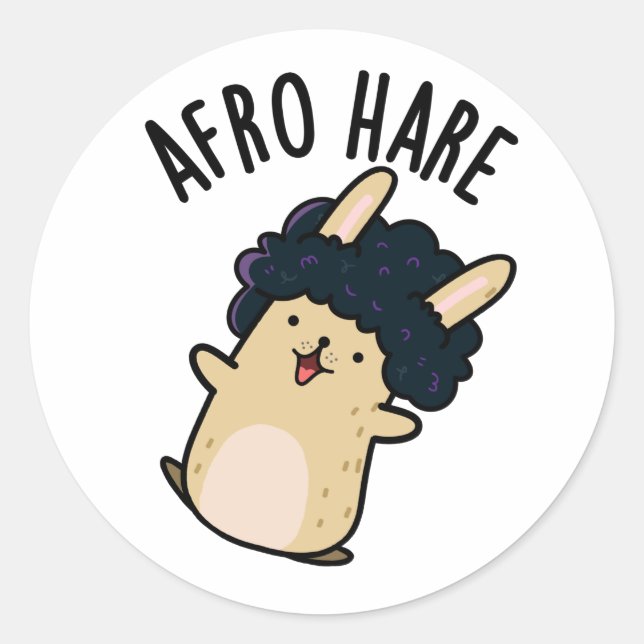 Afro Hare Funny Rabbit With Afro Pun  Classic Round Sticker (Front)