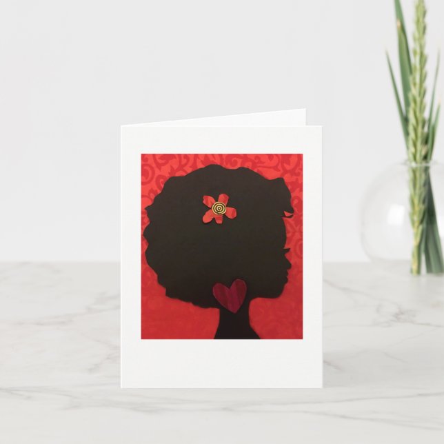 Afro Heart Design Notecard by Alicia L. McDaniel (Front)