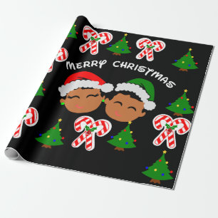 Afro kids Black Boy and Girl twins Wrapping Paper