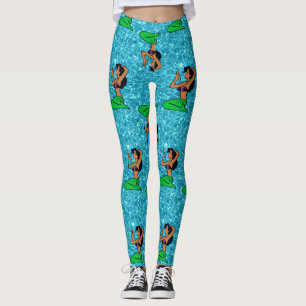 afro latina mermaid ocean sea leggings