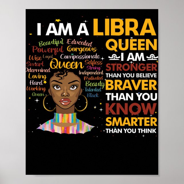 Afro Libra queen September August Virgo Zodiac Poster (Front)