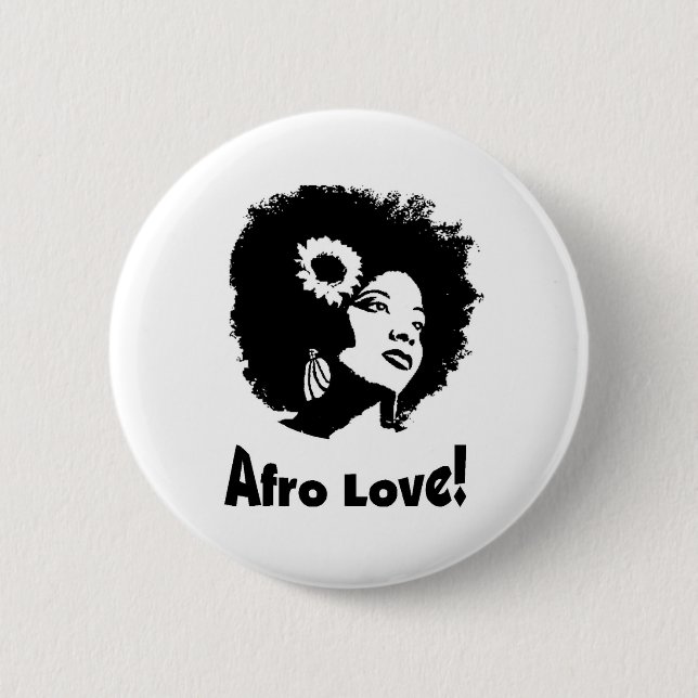 Afro Love 6 Cm Round Badge (Front)