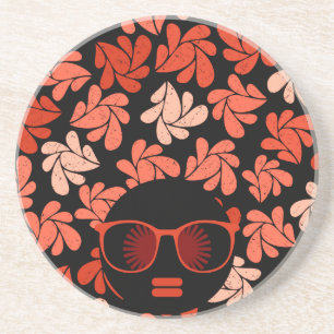 Afro Love Coral Red Pillow Coaster