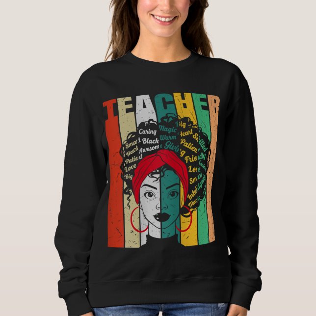 Afro Love Melanin African American Women Black Tea Sweatshirt (Front)