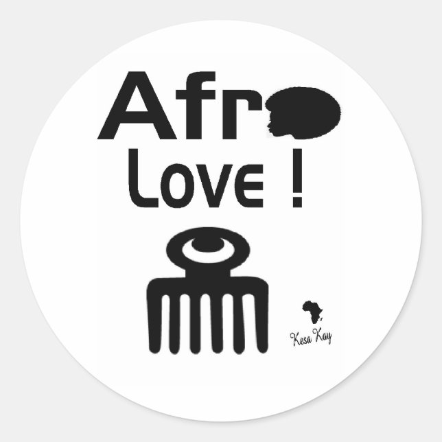 Afro Love with  DUAFE Classic Round Sticker (Front)