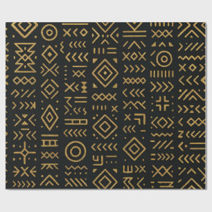 Afro Luxe Black & Gold Tribal Wrapping Paper